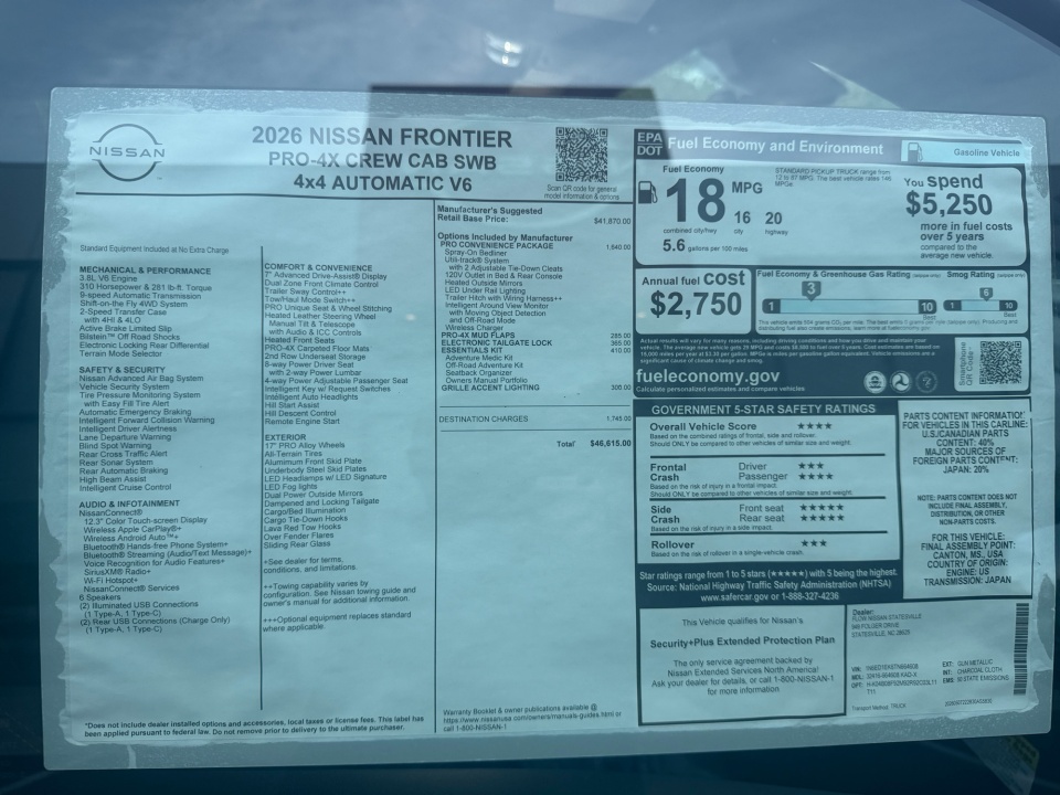 1N6ED1EK6TN664608 2026 Nissan Frontier Crew Cab PRO-4X 4x4