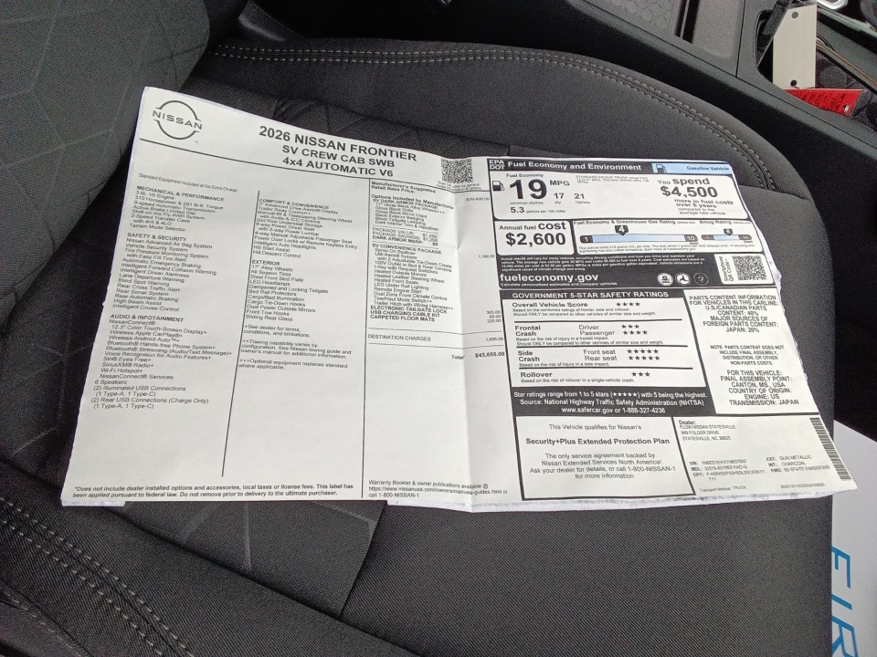 1N6ED1EKXTN631062 2026 Nissan Frontier Crew Cab SV 4x4