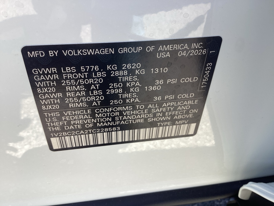 1V2BC2CA2TC228583 2026 Volkswagen Atlas Cross Sport SEL