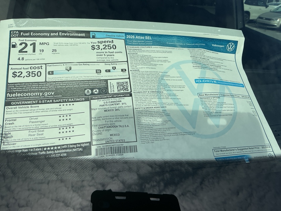 1V2BN2CA9TC533797 2026 Volkswagen Atlas SEL