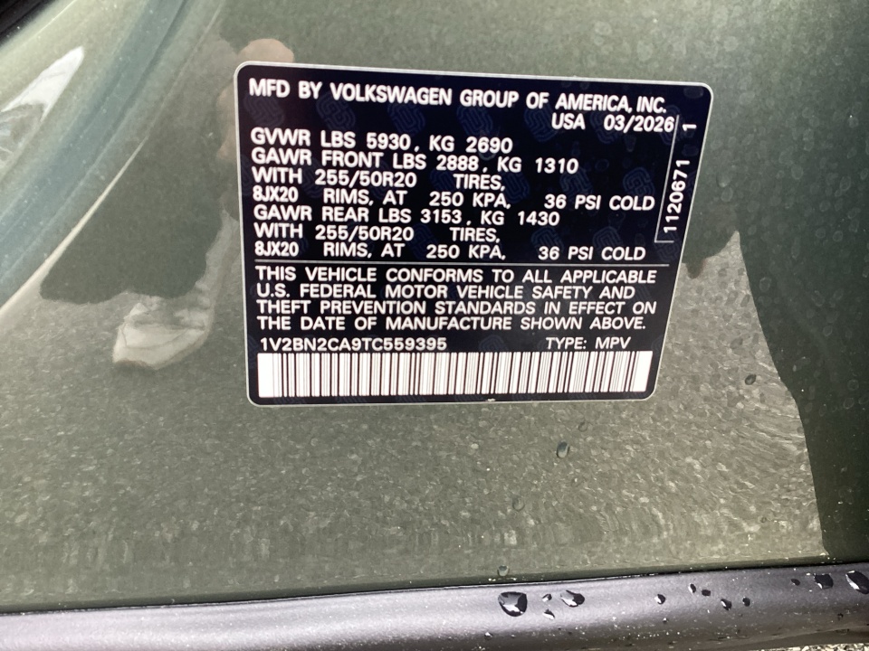 1V2BN2CA9TC559395 2026 Volkswagen Atlas SEL