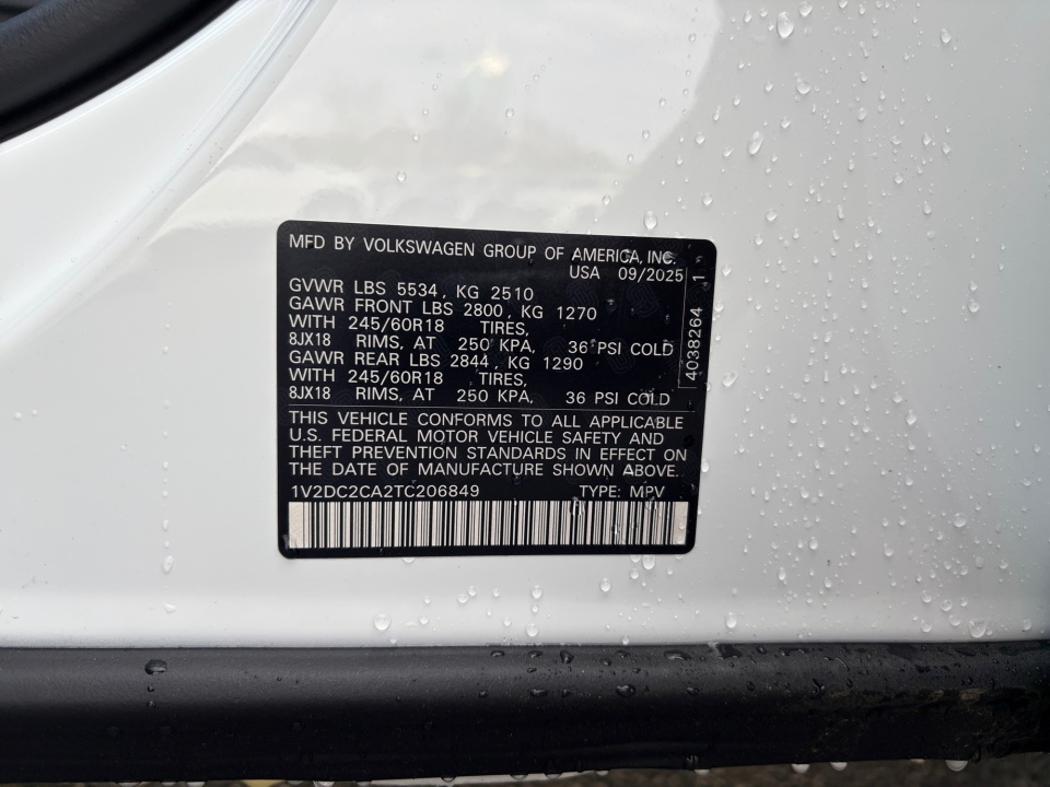1V2DC2CA2TC206849 2026 Volkswagen Atlas Cross Sport SE