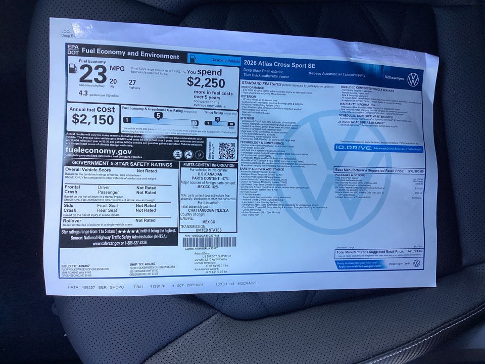 1V2DC2CA4TC207744 2026 Volkswagen Atlas Cross Sport 2.0T SE