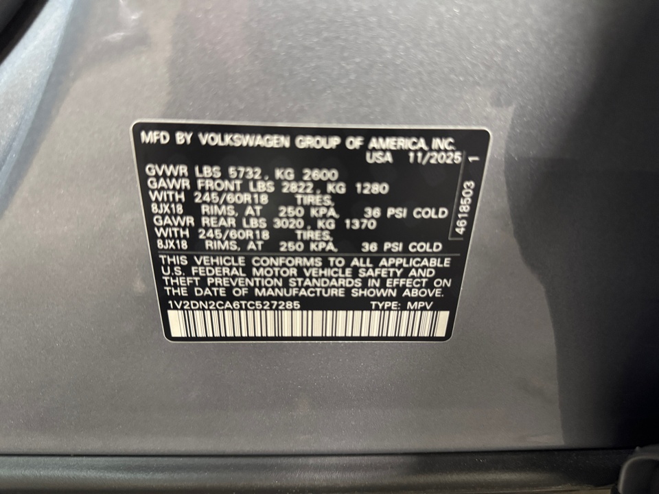 1V2DN2CA6TC527285 2026 Volkswagen Atlas SE