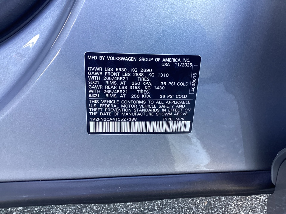 1V2FN2CA4TC527388 2026 Volkswagen Atlas SEL Premium R-Line