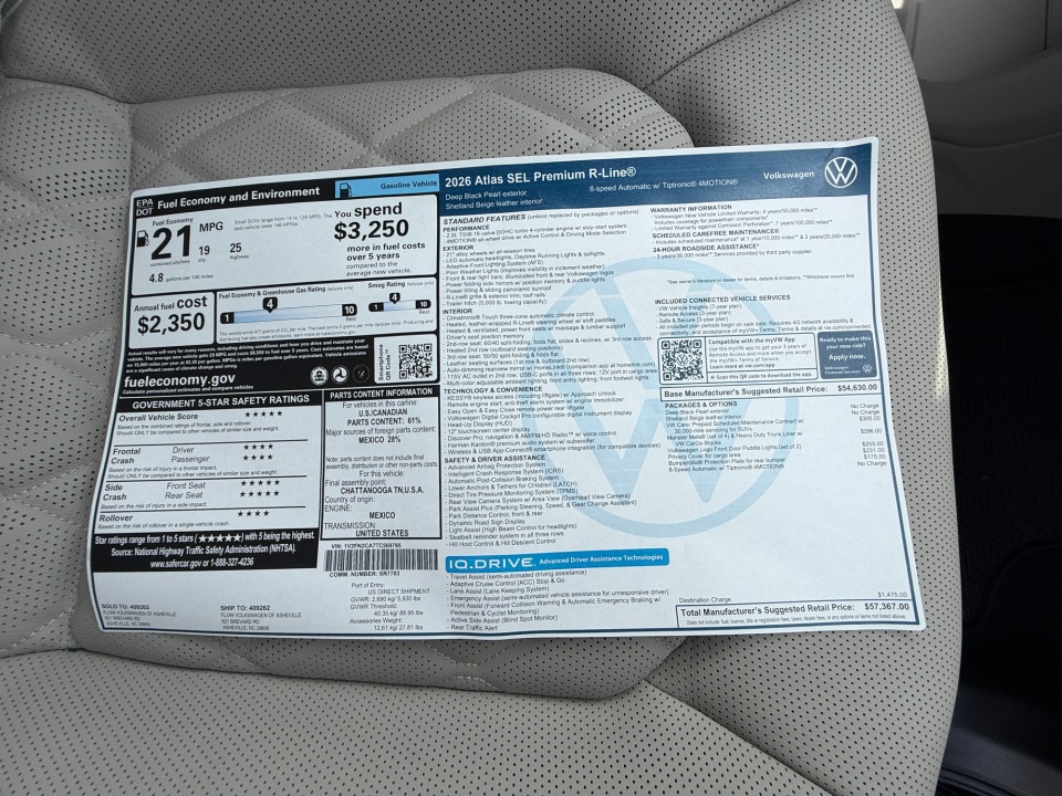 1V2FN2CA7TC569795 2026 Volkswagen Atlas SEL Premium R-Line