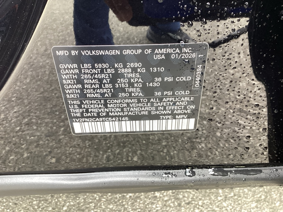1V2FN2CA9TC542145 2026 Volkswagen Atlas SEL Premium R-Line