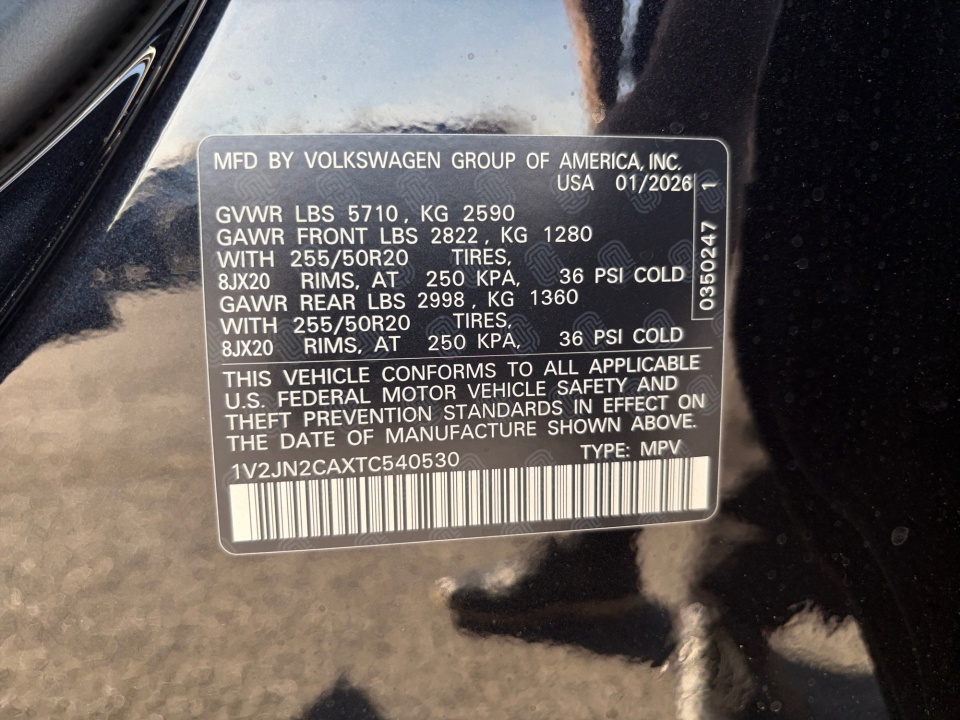 1V2JN2CAXTC540530 2026 Volkswagen Atlas SE with Technology