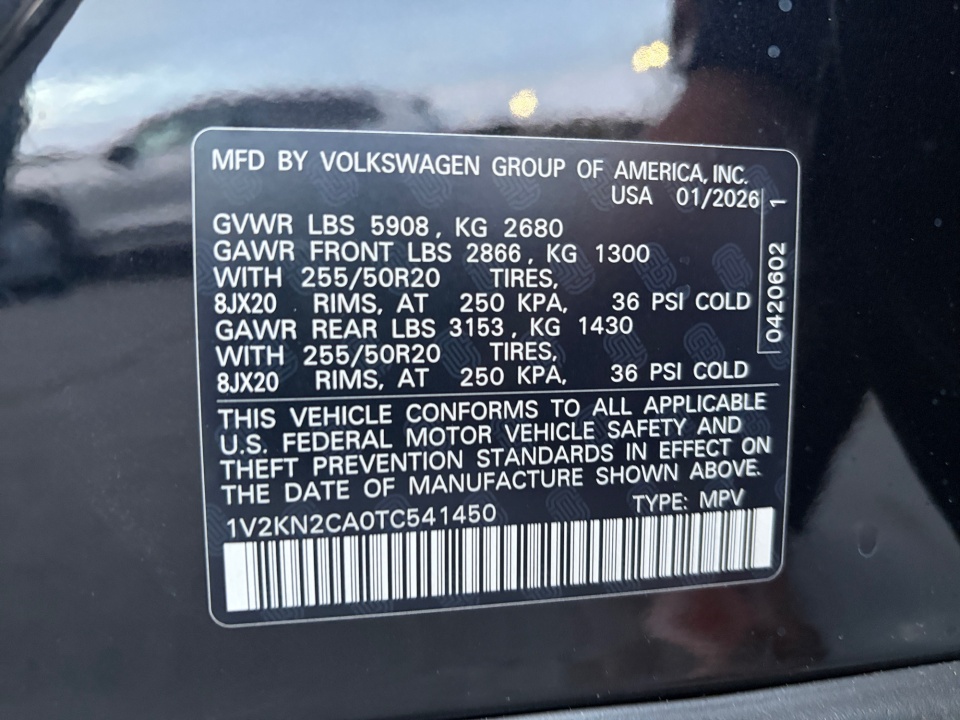 1V2KN2CA0TC541450 2026 Volkswagen Atlas SE with Technology