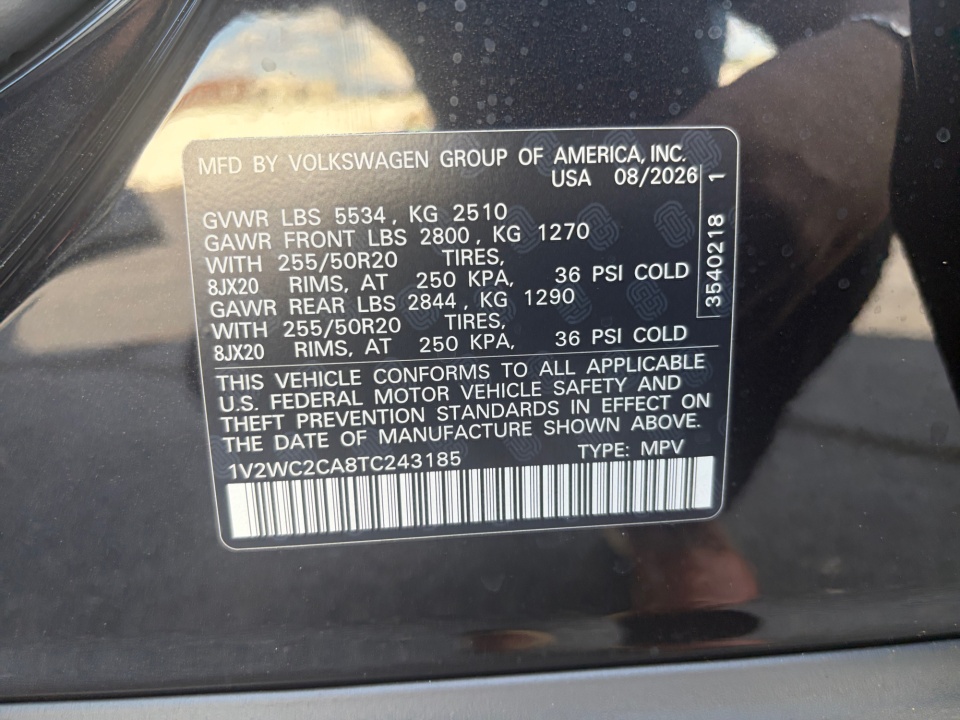 1V2WC2CA8TC243185 2026 Volkswagen Atlas Cross Sport 2.0T SE w/Technology