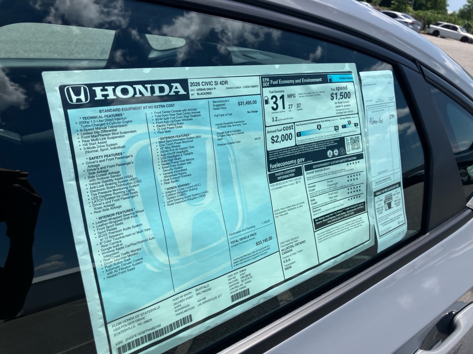 2HGFE1E56TH480102 2026 Honda Civic Si
