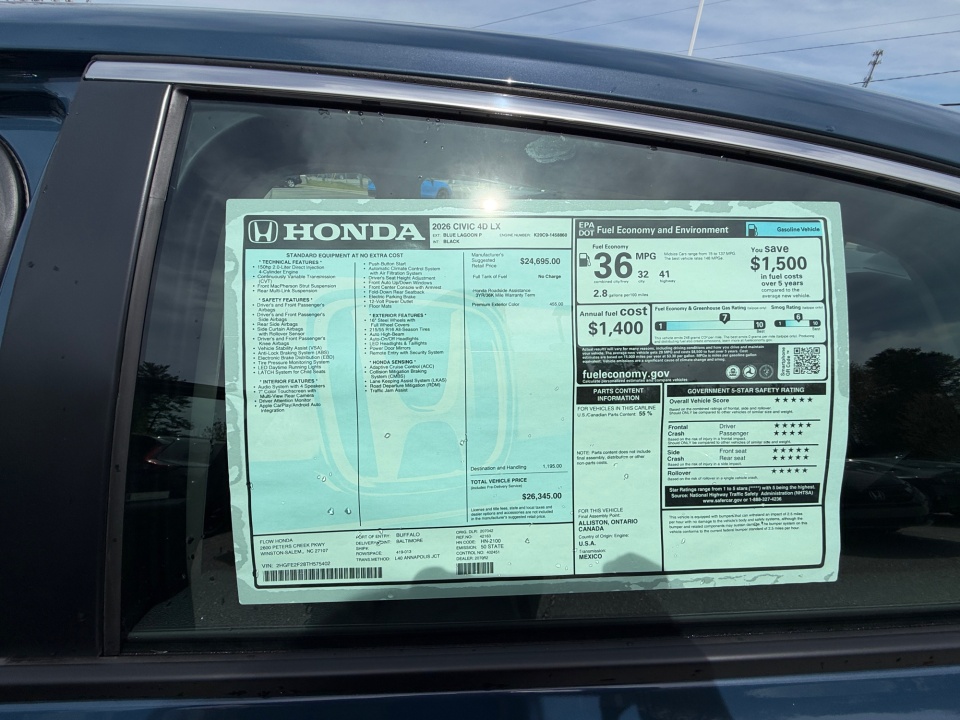 2HGFE2F28TH575402 2026 Honda Civic Sedan LX