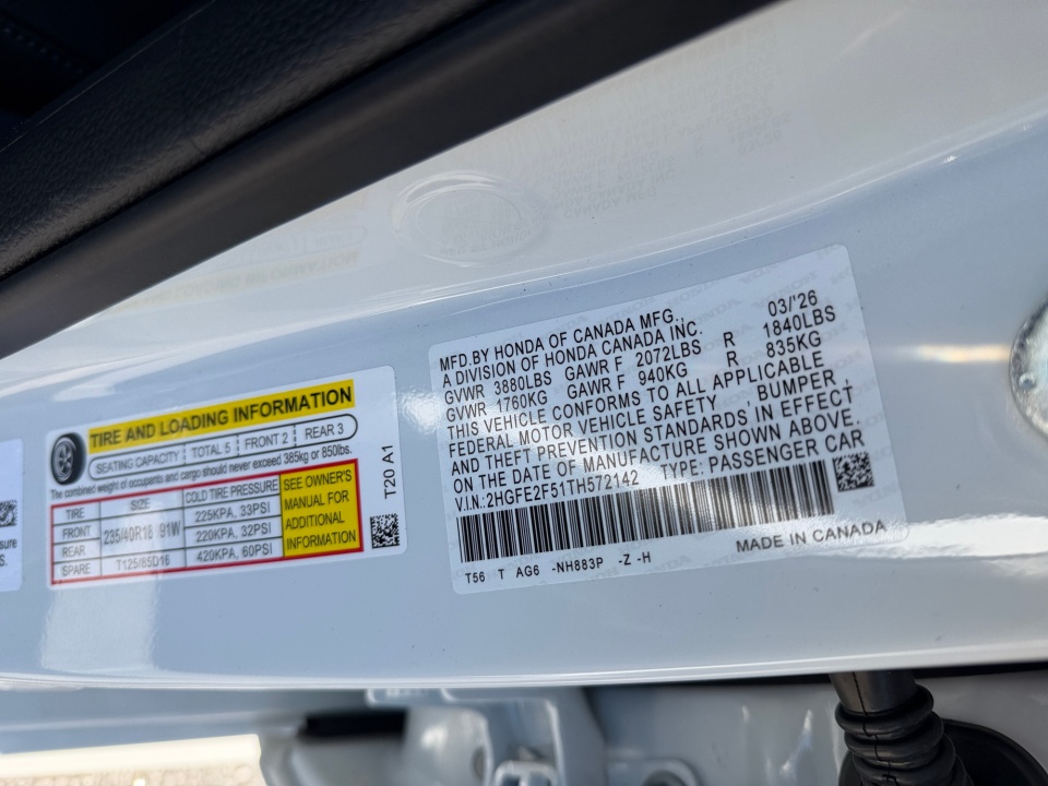 2HGFE2F51TH572142 2026 Honda Civic Sedan Sport