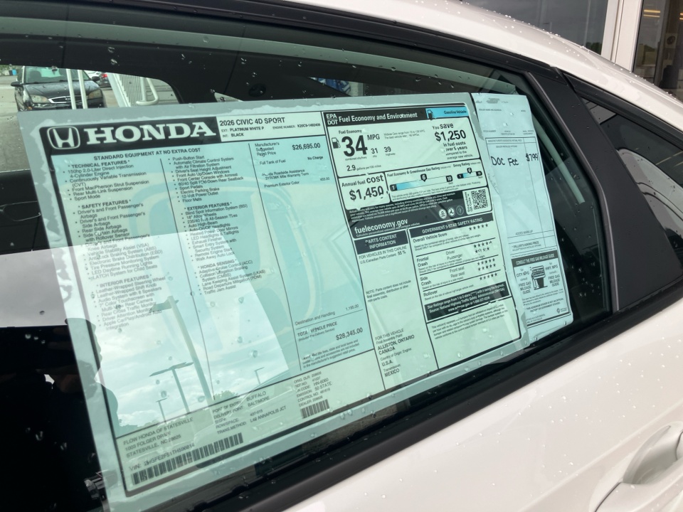 2HGFE2F51TH596814 2026 Honda Civic Sedan Sport