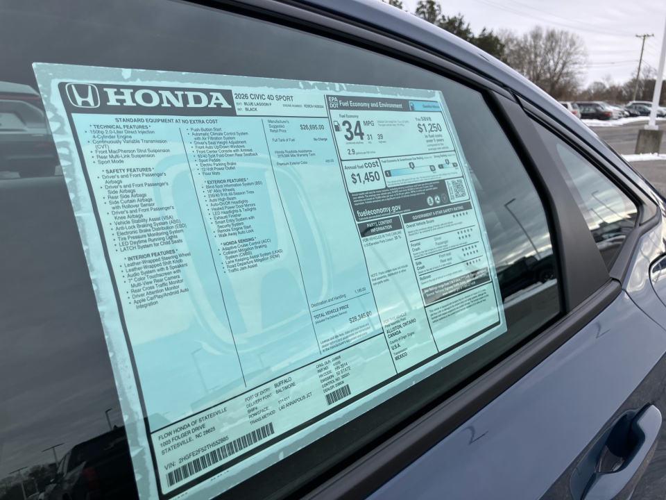 2HGFE2F52TH552885 2026 Honda Civic Sedan Sport