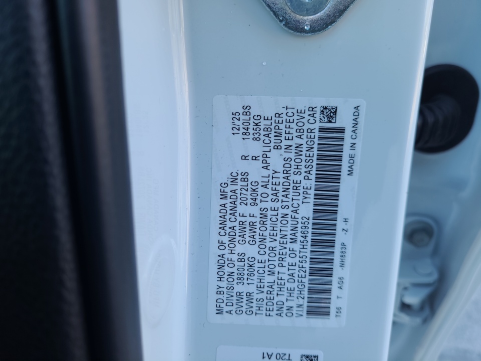 2HGFE2F55TH546952 2026 Honda Civic Sedan Sport