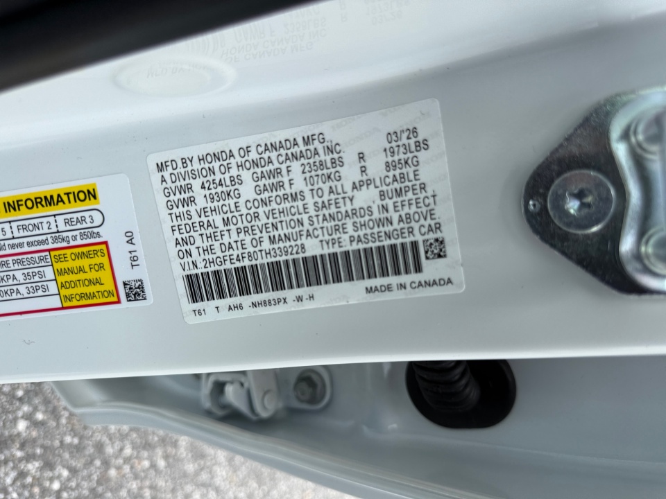2HGFE4F80TH339228 2026 Honda Civic Hybrid Sport