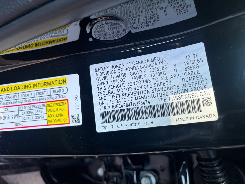 2HGFE4F84TH328474 2026 Honda Civic Hybrid Sport