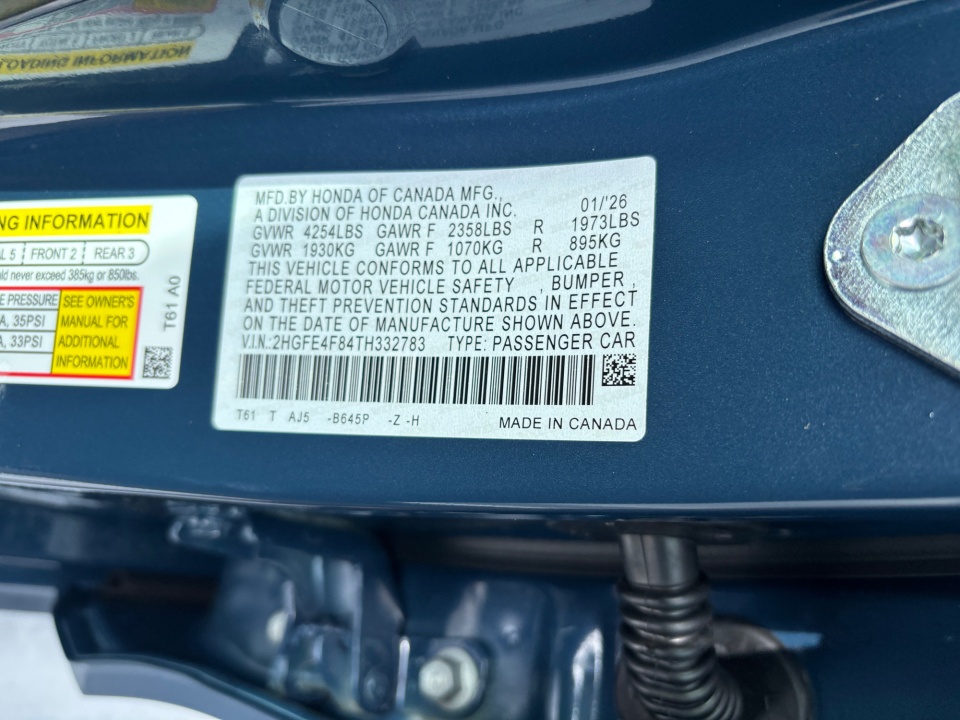 2HGFE4F84TH332783 2026 Honda Civic Hybrid Sport