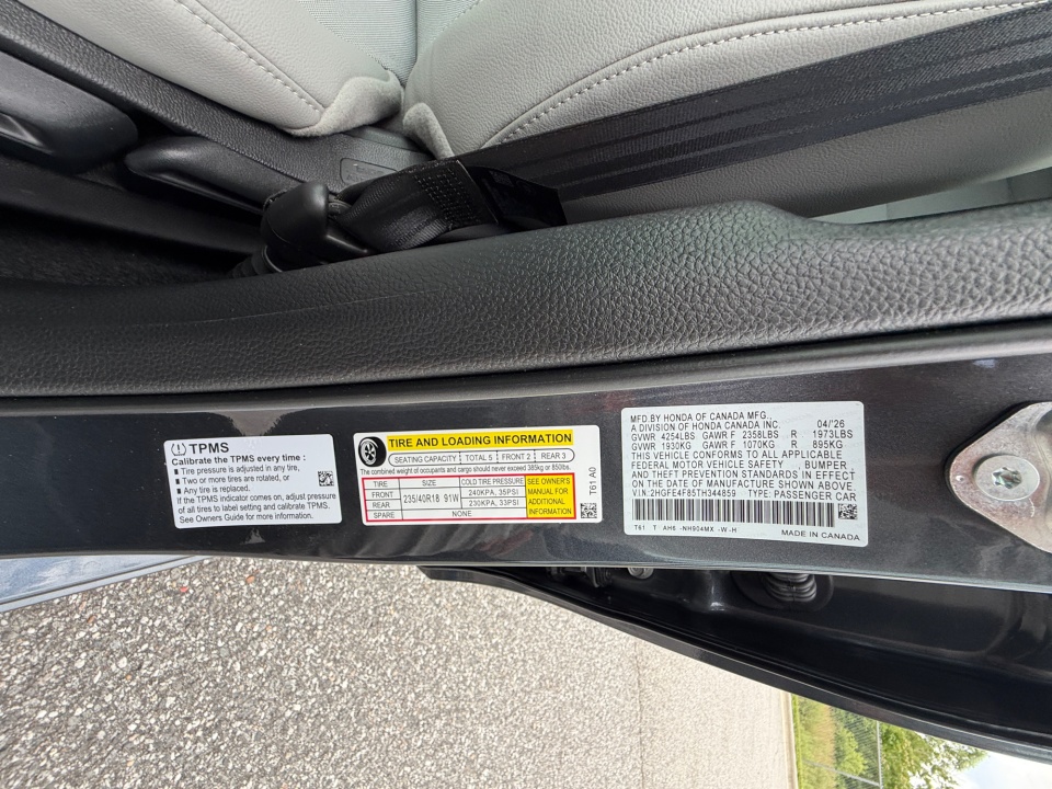 2HGFE4F85TH344859 2026 Honda Civic Hybrid Sport