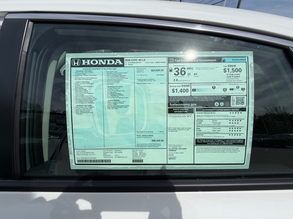 2HGFE4F8XTH347210 2026 Honda Civic Hybrid Sport