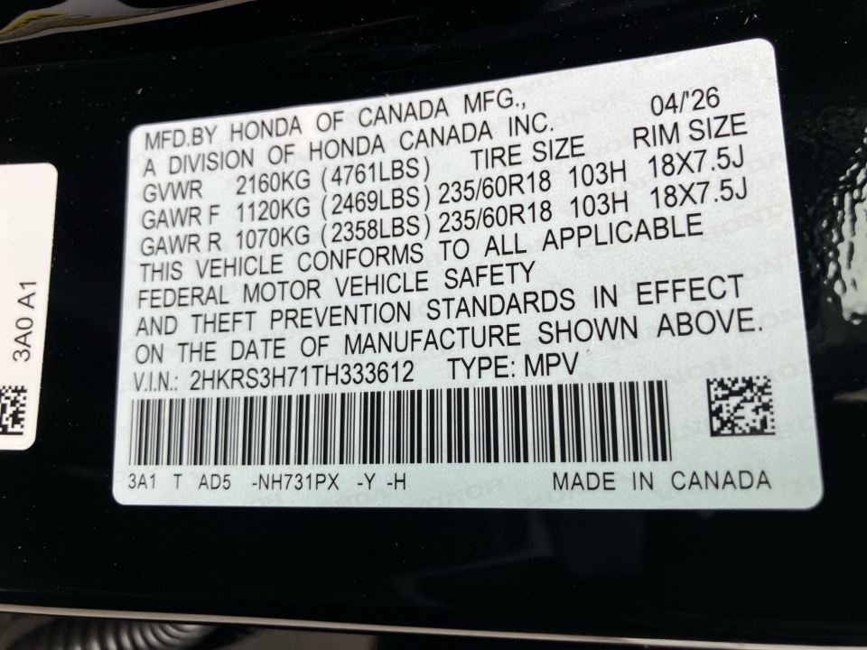 2HKRS3H71TH333612 2026 Honda CR-V EX-L 2WD