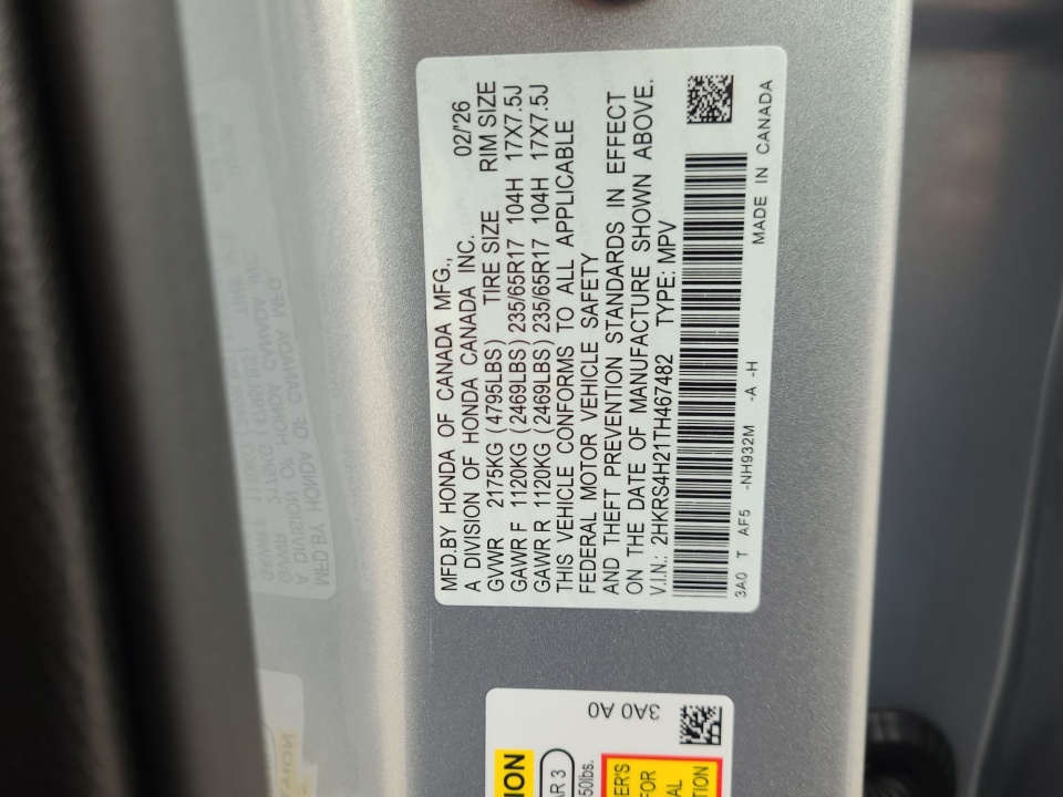 2HKRS4H21TH467482 2026 Honda CR-V LX AWD