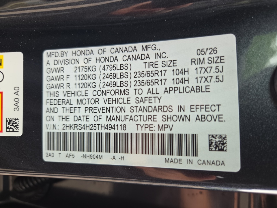 2HKRS4H25TH494118 2026 Honda CR-V LX AWD