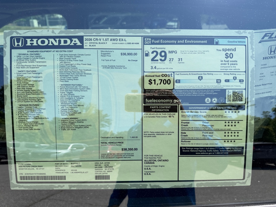 2HKRS4H7XTH489265 2026 Honda CR-V EX-L AWD