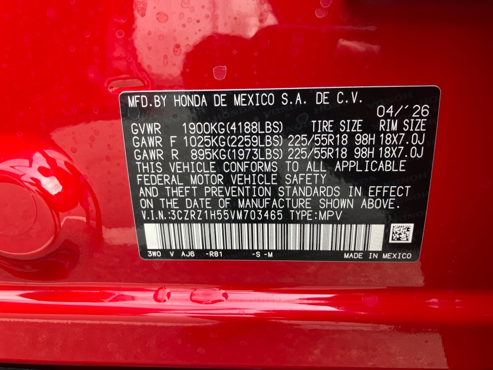 3CZRZ1H55VM703465 2027 Honda HR-V Sport