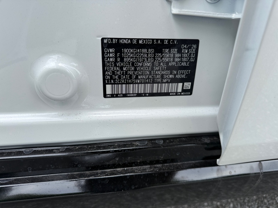 3CZRZ1H75VM701412 2027 Honda HR-V EX-L