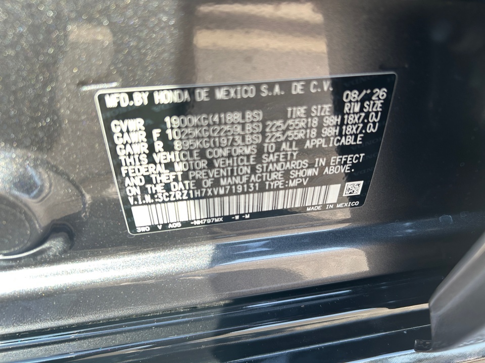 3CZRZ1H7XVM719131 2027 Honda HR-V EX-L