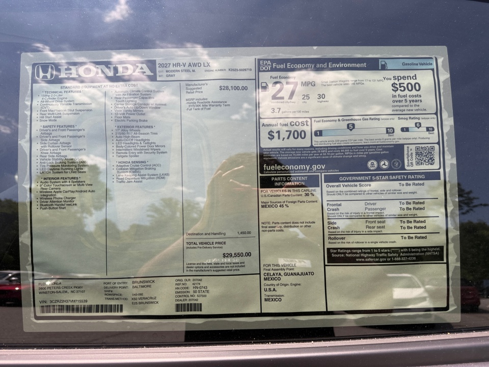3CZRZ2H37VM715539 2027 Honda HR-V LX