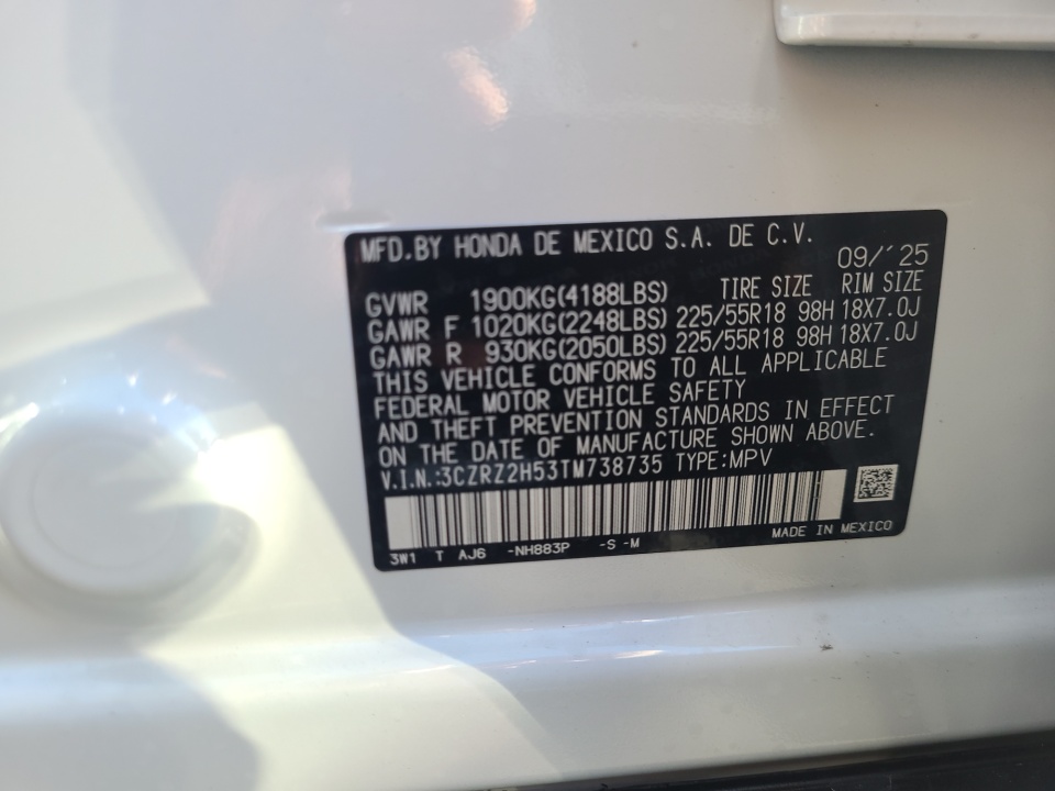 3CZRZ2H53TM738735 2026 Honda HR-V AWD Sport