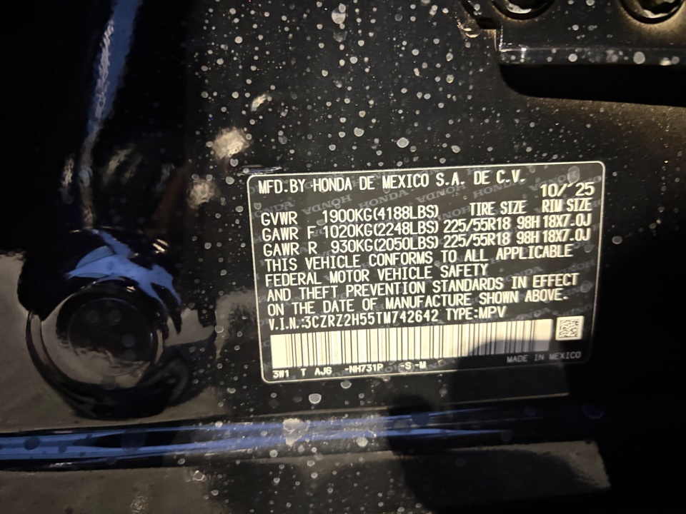 3CZRZ2H55TM742642 2026 Honda HR-V AWD Sport