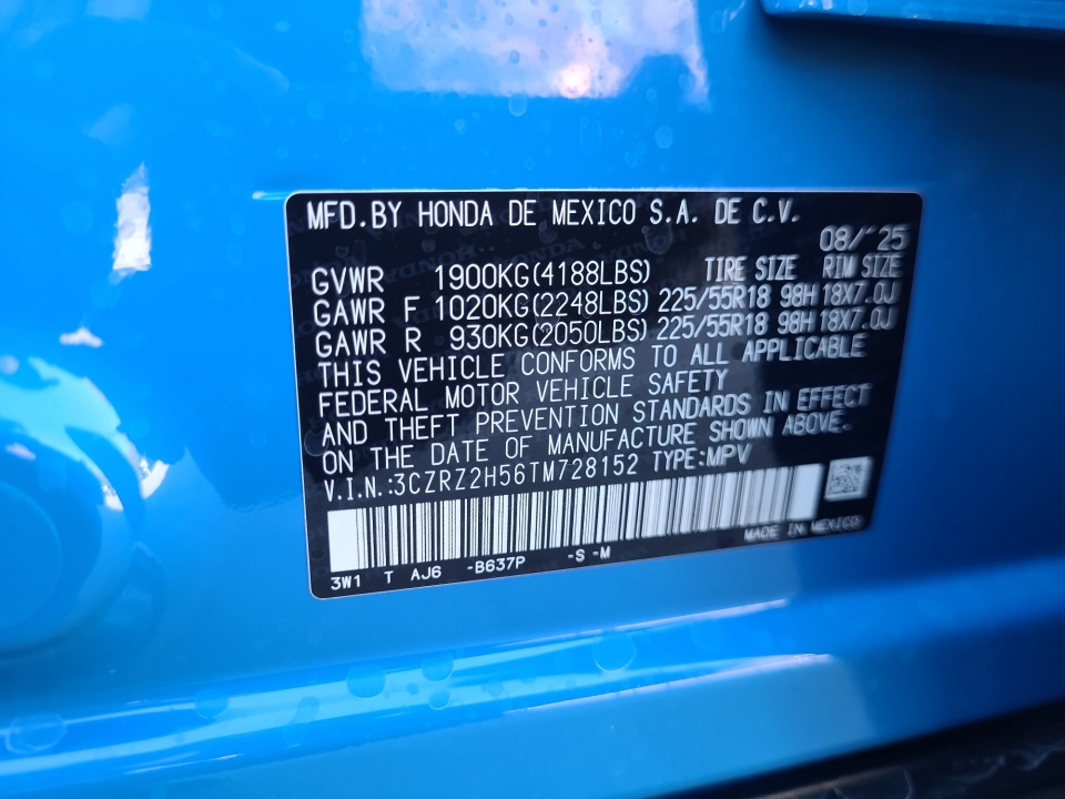 3CZRZ2H56TM728152 2026 Honda HR-V AWD Sport
