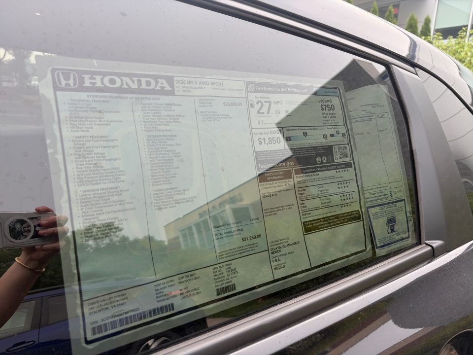 3CZRZ2H56TM779022 2026 Honda HR-V Sport