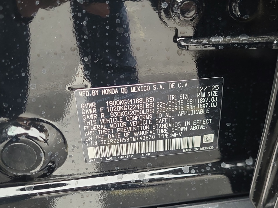 3CZRZ2H58TM749830 2026 Honda HR-V AWD Sport