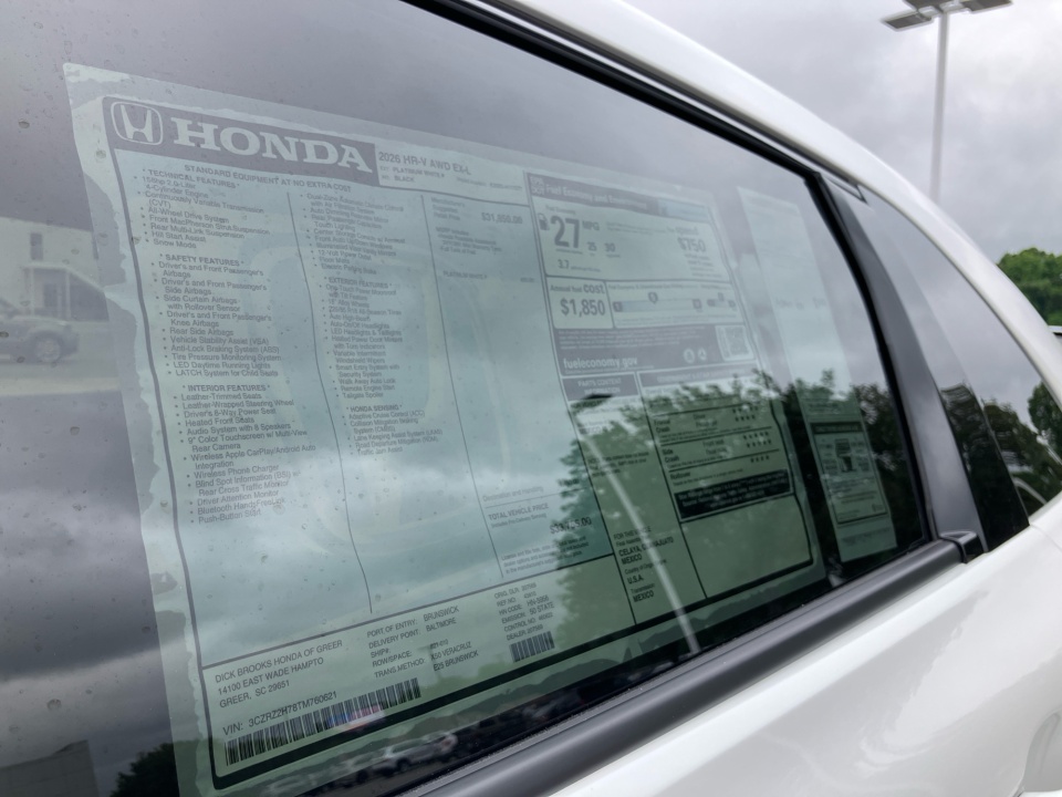 3CZRZ2H78TM760621 2026 Honda HR-V AWD EX-L