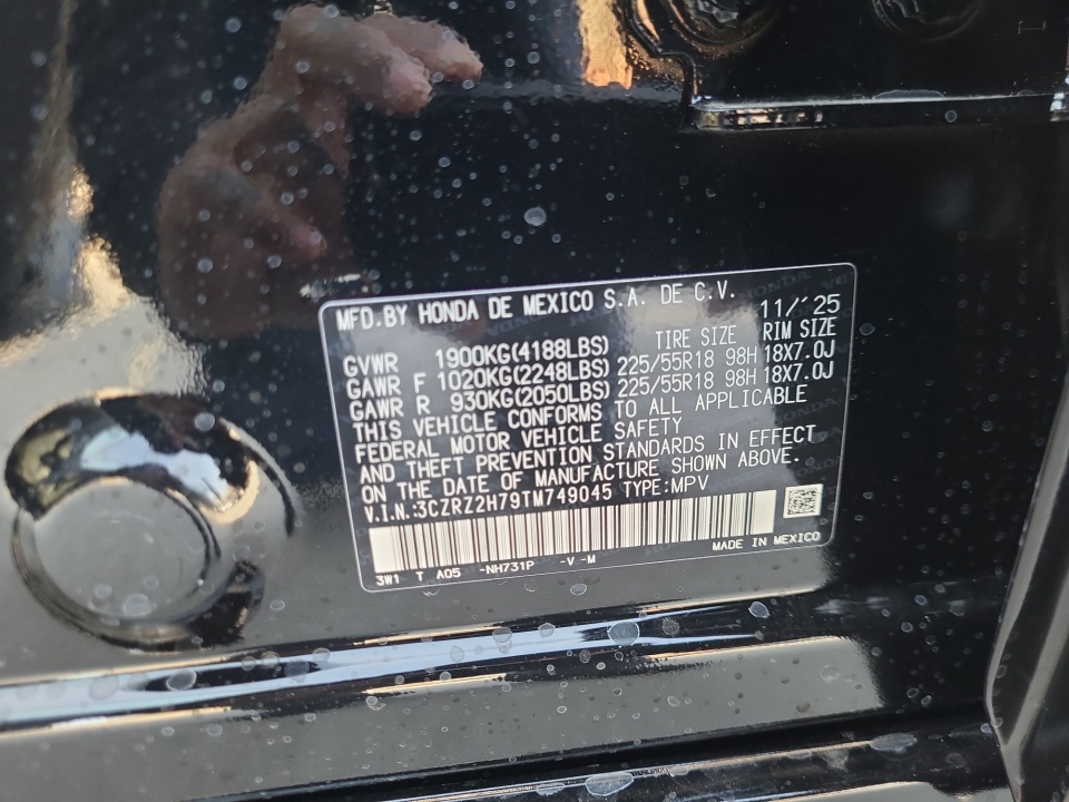 3CZRZ2H79TM749045 2026 Honda HR-V AWD EX-L