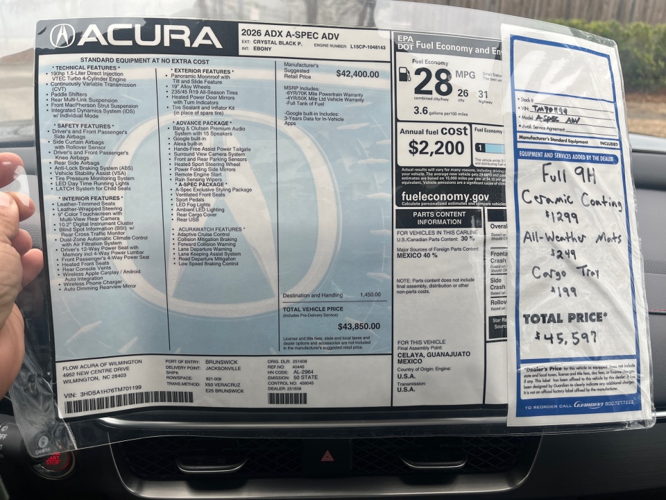 3HDSA1H76TM701199 2026 Acura ADX w/A-Spec Advance Package