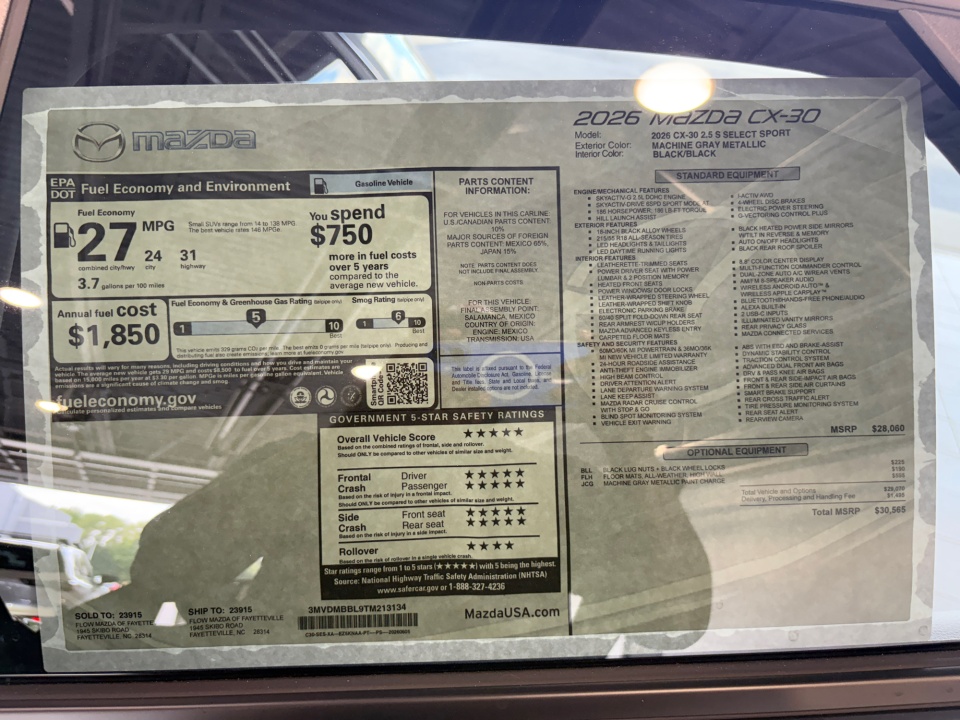 3MVDMBBL9TM213134 2026 Mazda CX-30 2.5 S Select Sport