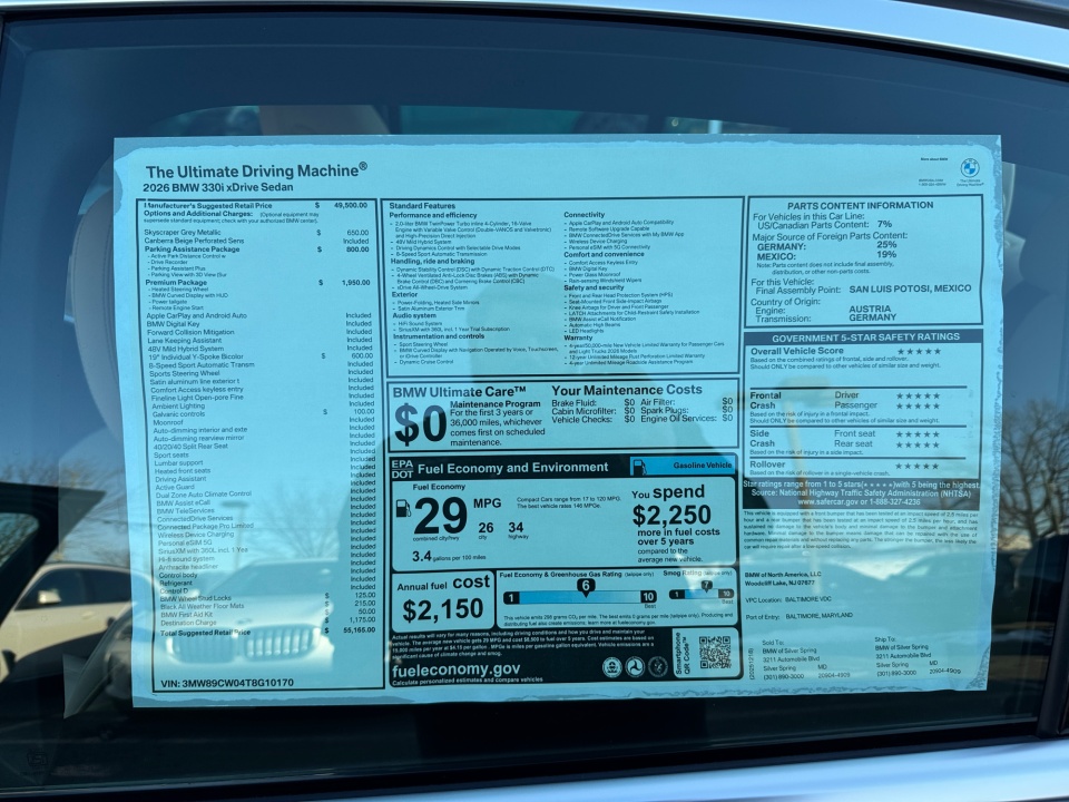 3MW89CW04T8G10170 2026 BMW 330i xDrive NA