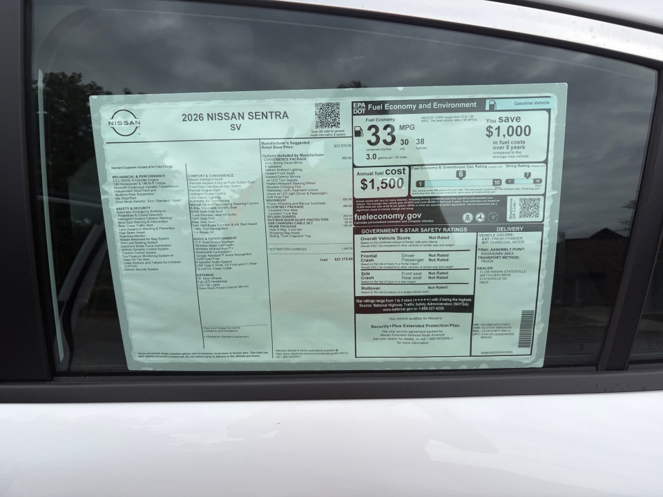 3N1AB9CV0TY274015 2026 Nissan Sentra SV