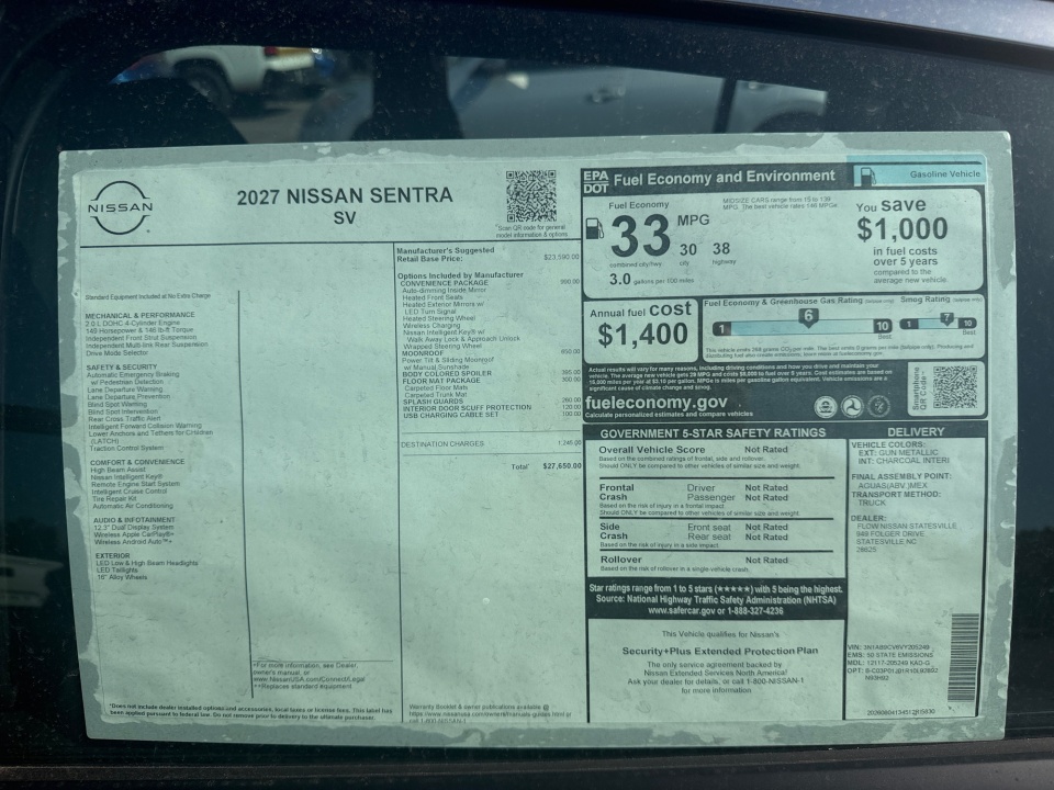 3N1AB9CV6VY205249 2027 Nissan Sentra SV