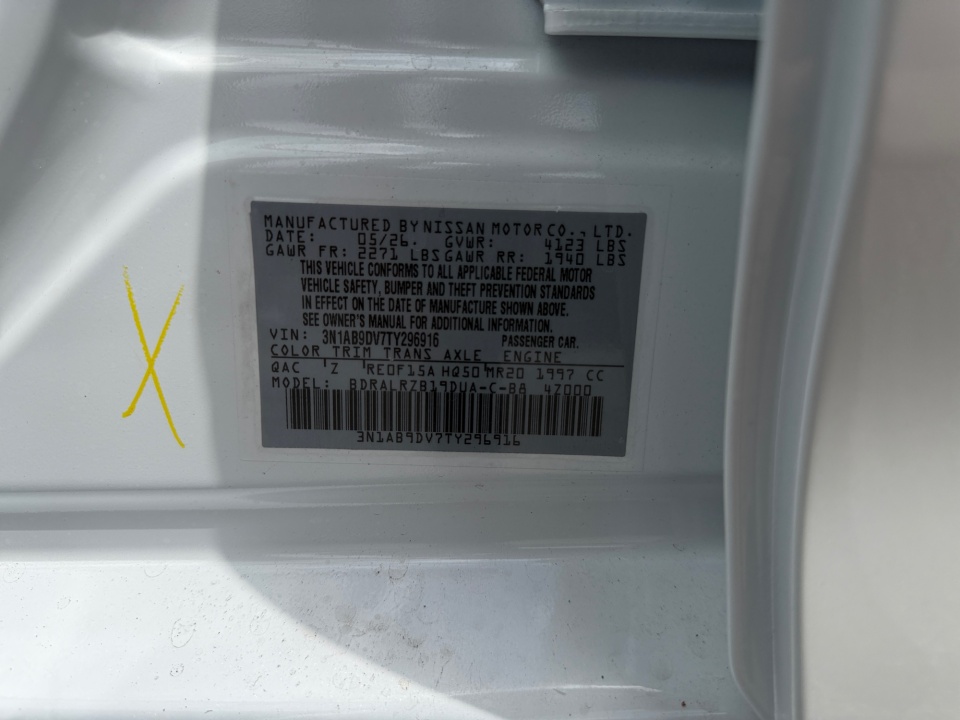 3N1AB9DV7TY296916 2026 Nissan Sentra SR