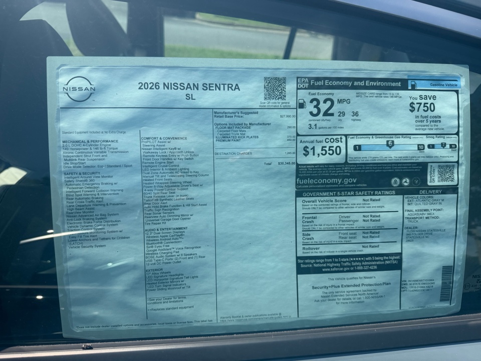 3N1AB9EWXTY310864 2026 Nissan Sentra SL