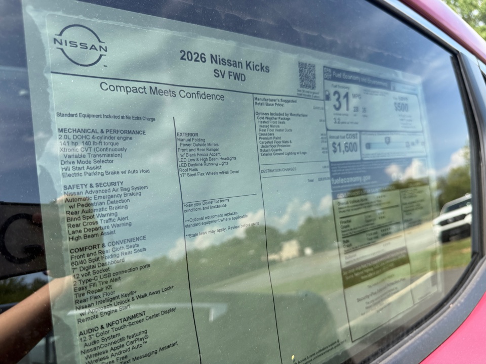 3N8AP6CE8TL424449 2026 Nissan Kicks SV