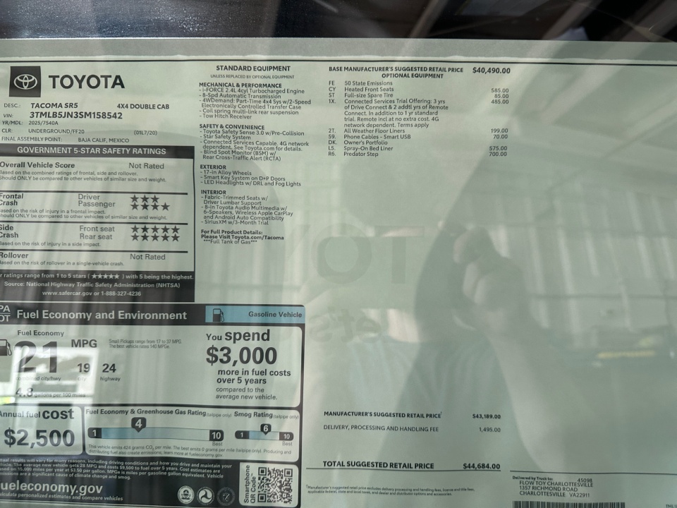 3TMLB5JN3SM158542 2025 Toyota Tacoma SR5 4WD