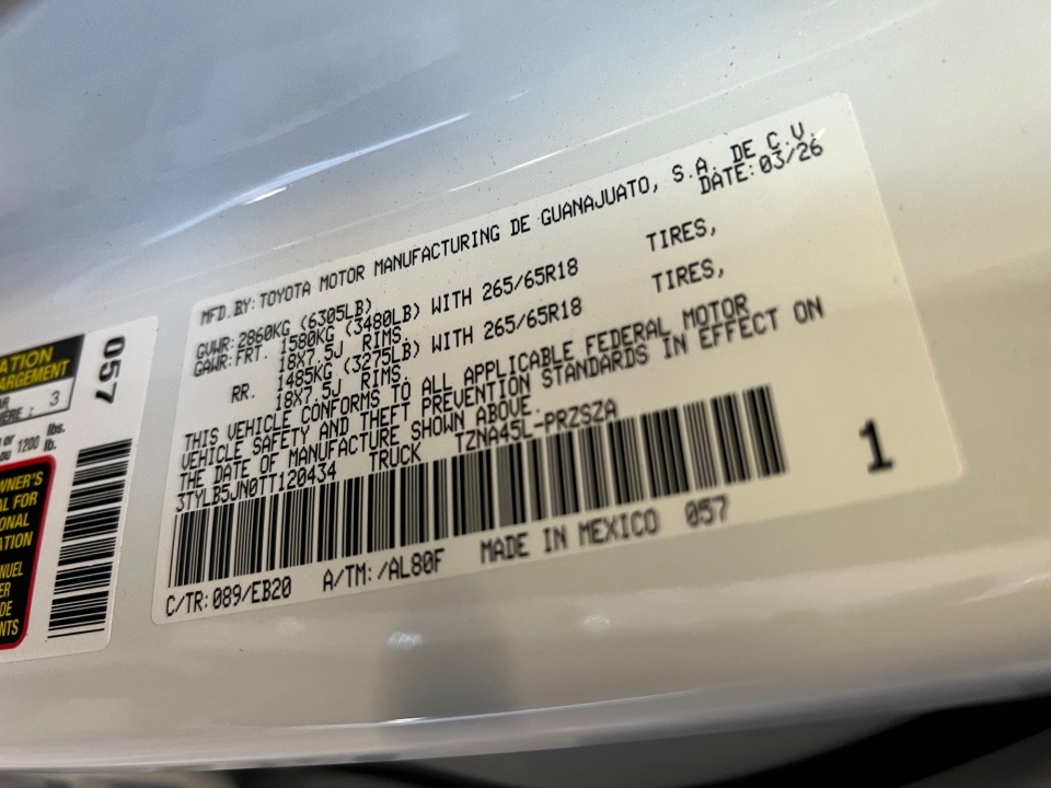 3TYLB5JN0TT120434 2026 Toyota Tacoma Limited